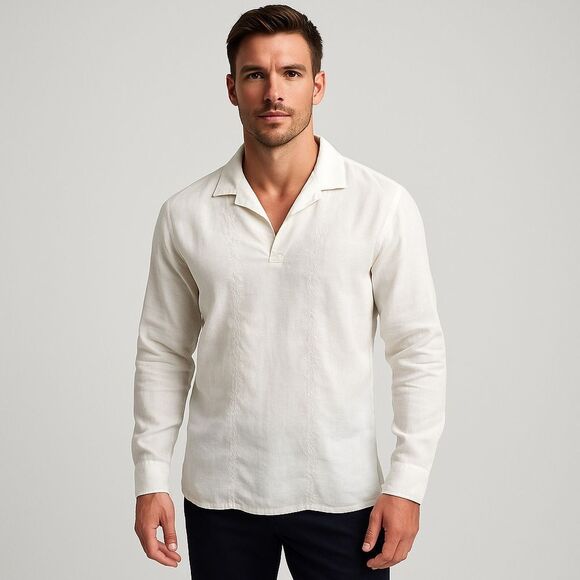 Banana Republic White 100% Linen Long Sleeve Shirt Tunic - Picture 2 of 13